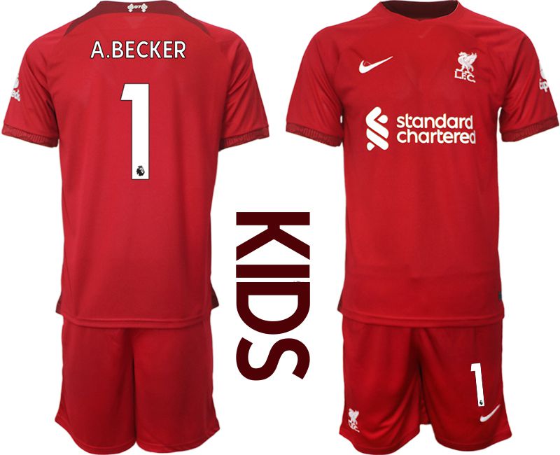 Youth 2022-2023 Club Liverpool home red #1 Soccer Jersey->youth soccer jersey->Youth Jersey